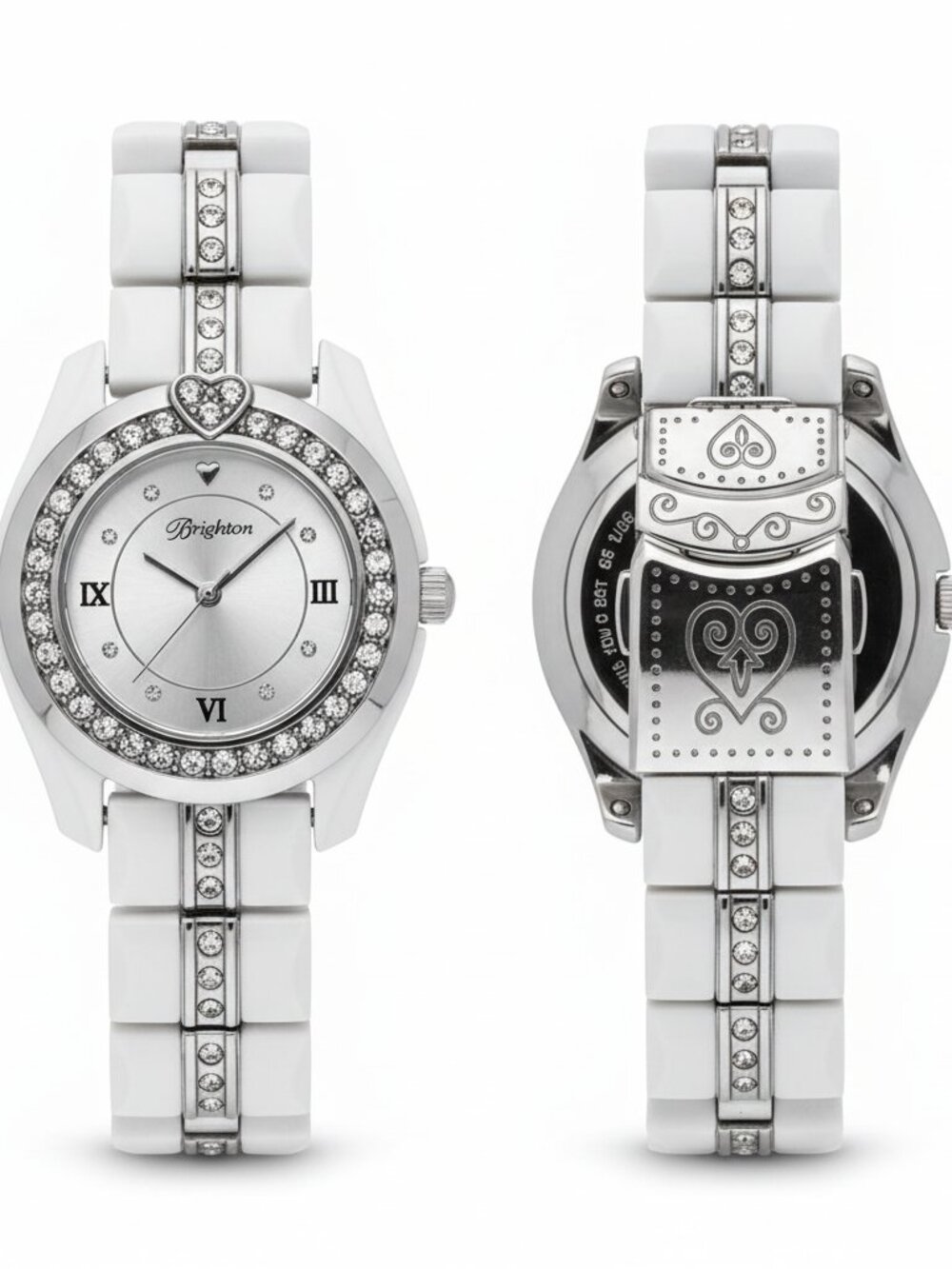 Brighton Women's White Ceramic & Crystal Bracelet Watch